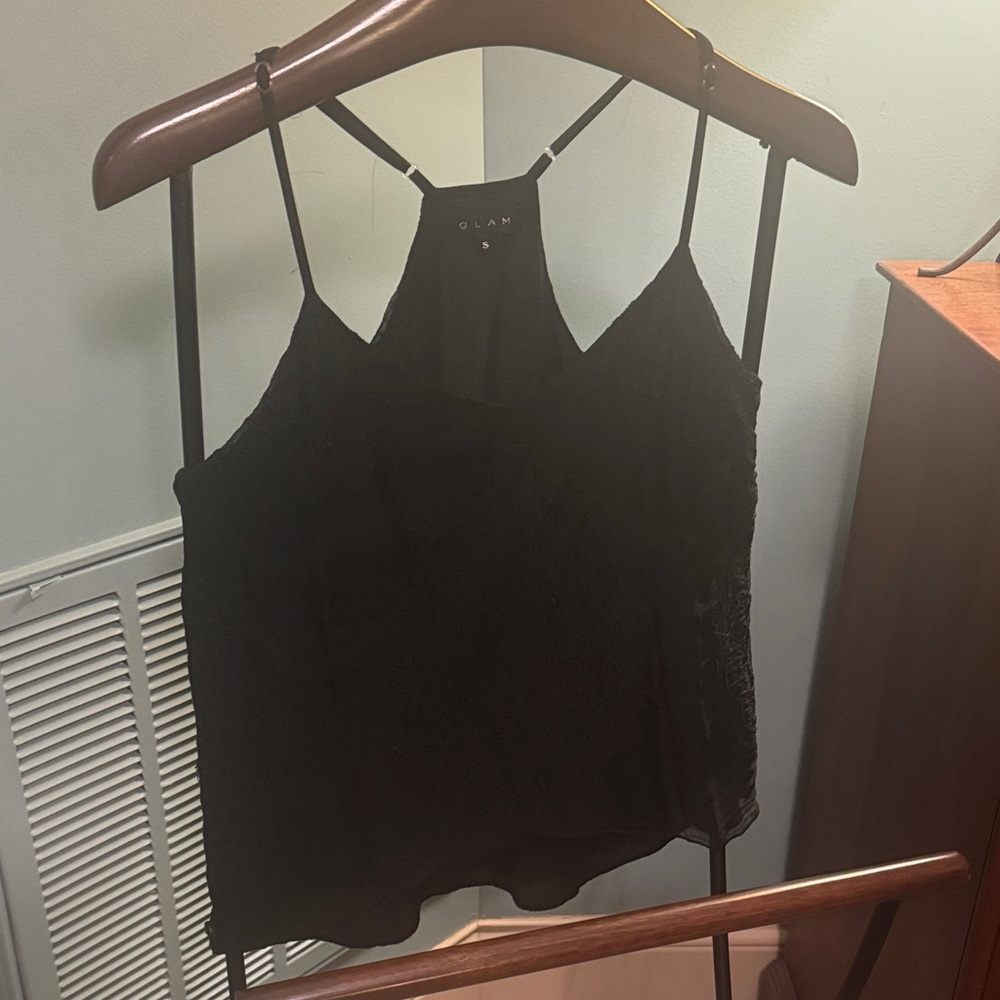 Glam Elegant Black Camisole Top